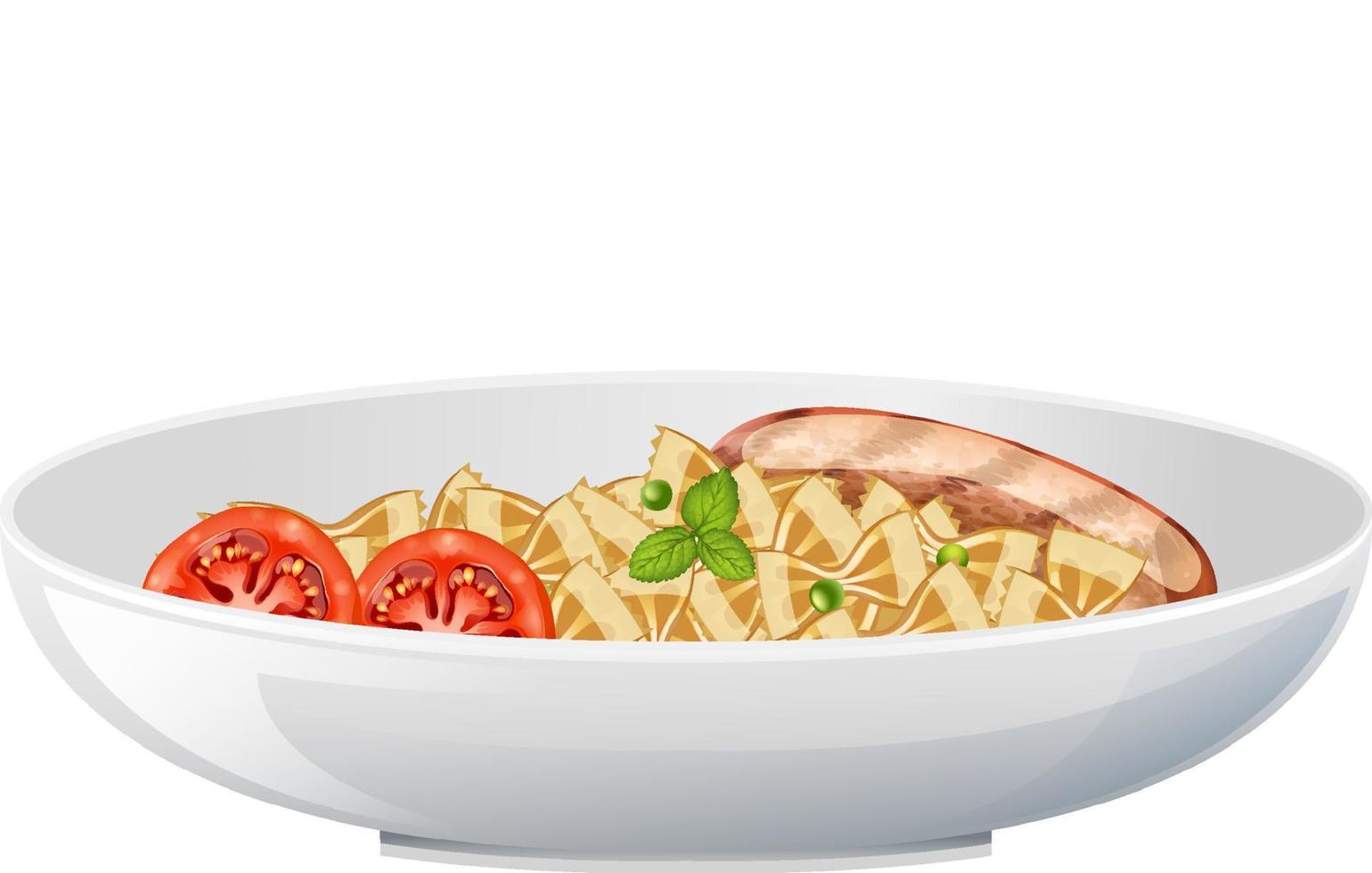 Pasta farfalle with sausage and tomato vector