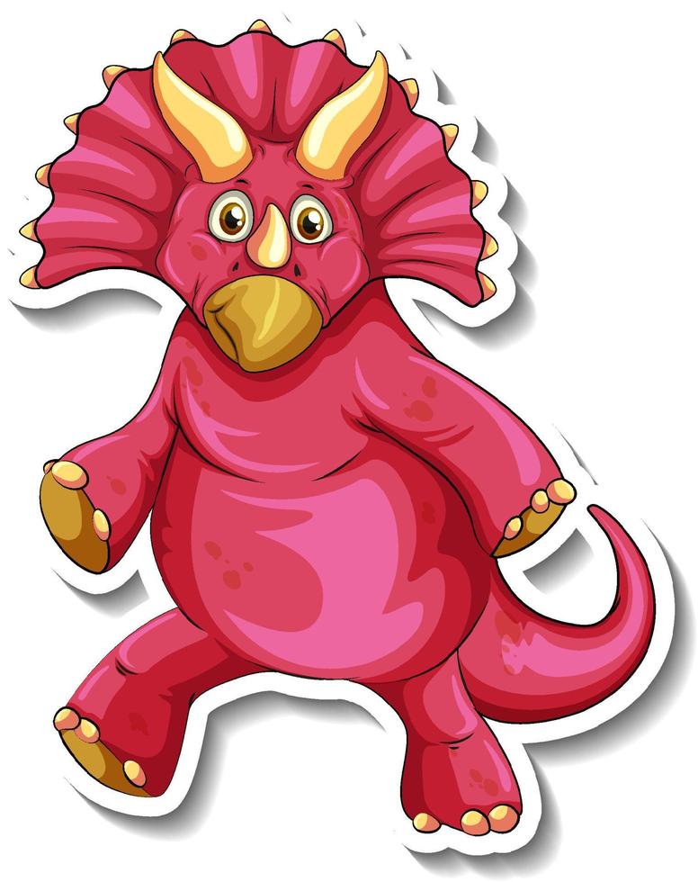 Triceratops dinosaur cartoon character sticker vector