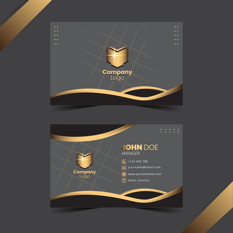 Gradient golden an black luxury horizontal business card template free vector