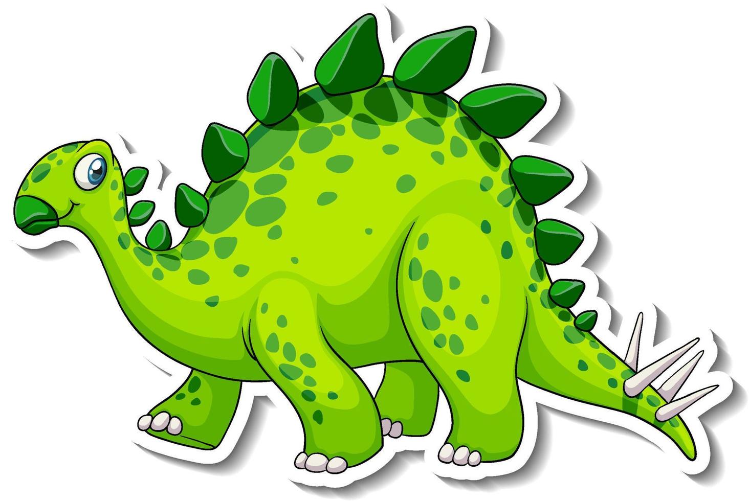 Stegosaurus dinosaur cartoon character sticker vector