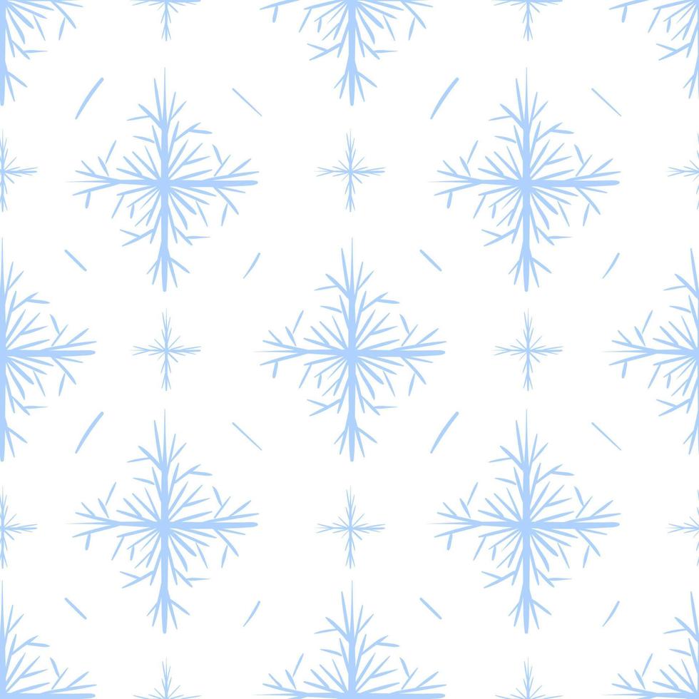 Seamless frosty ice pattern with snowflakes. Flat vector background
