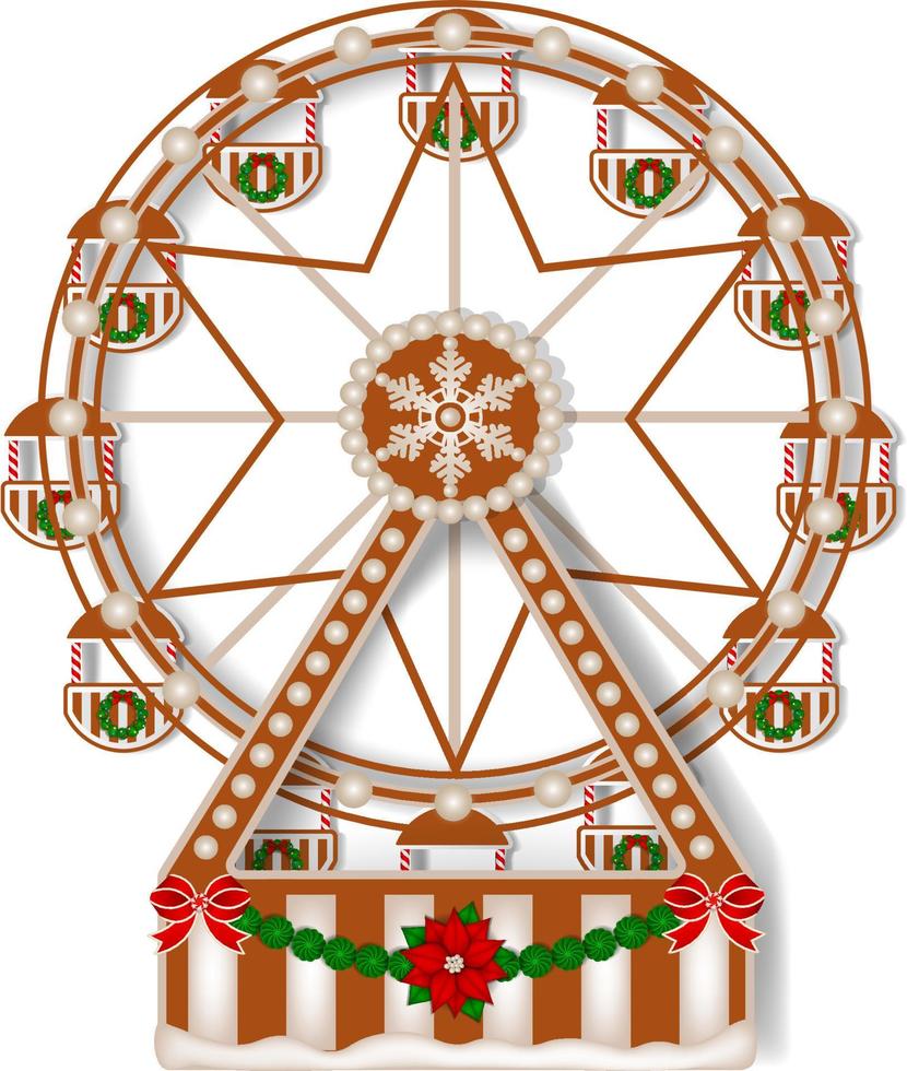 Noria de Navidad de pan de jengibre aislado vector