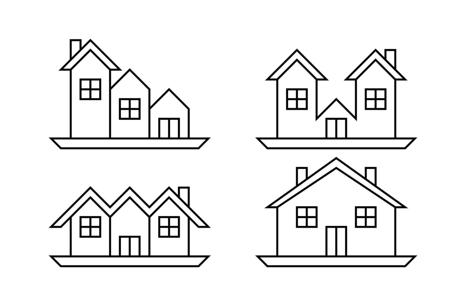 conjunto de casas de vector con líneas. adecuado para la construcción de iconos, viviendas, casas y bienes raíces