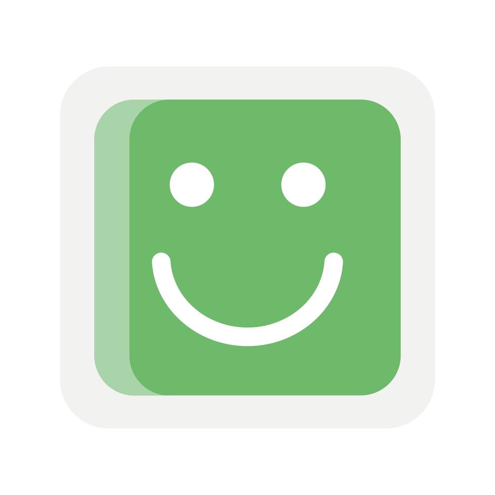 icono de cara sonriente cuadrada emoji verde vector