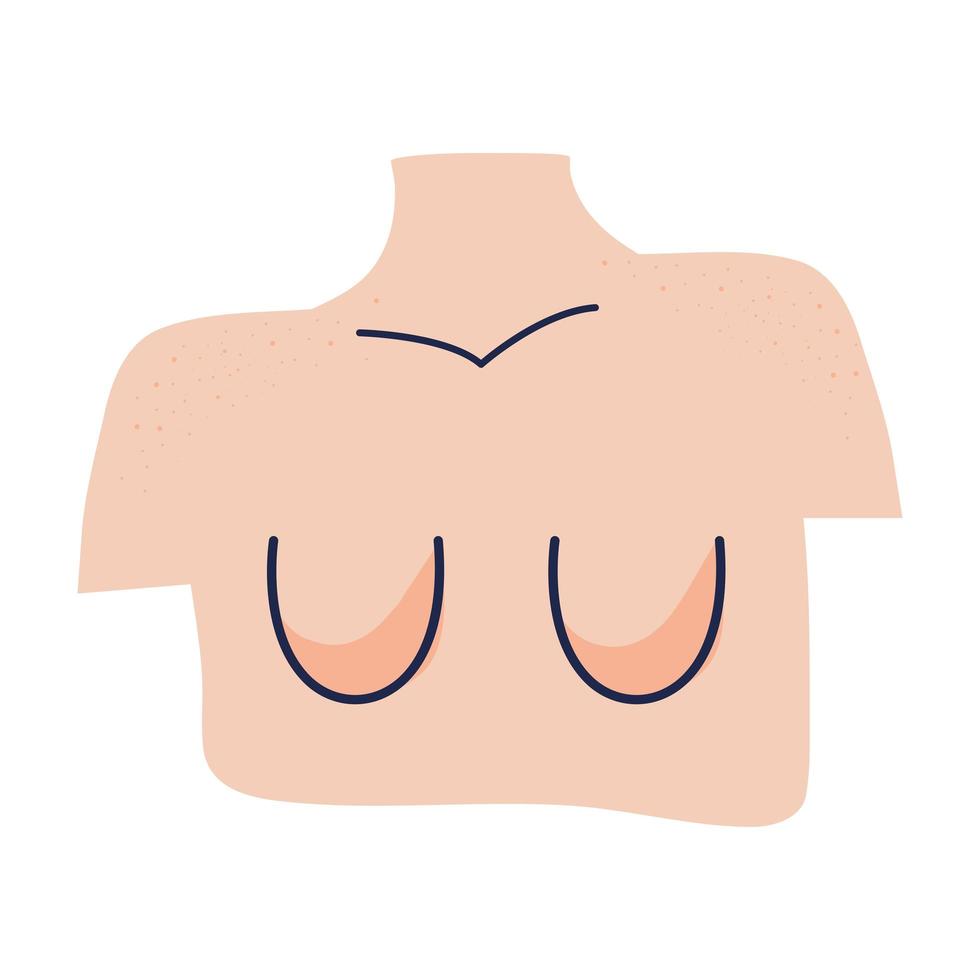 icono de estilo de doodle de cuerpo de mujer de pecho vector