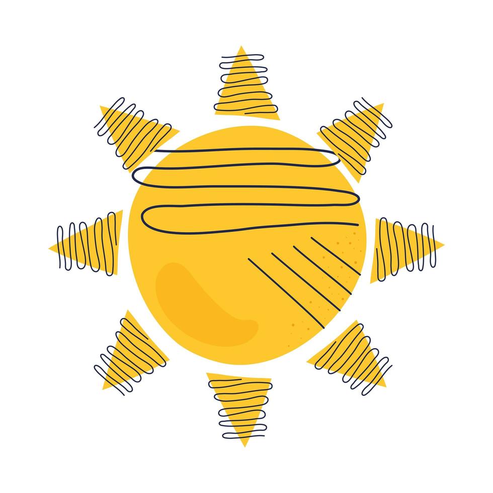 sun summer doodle style icon vector