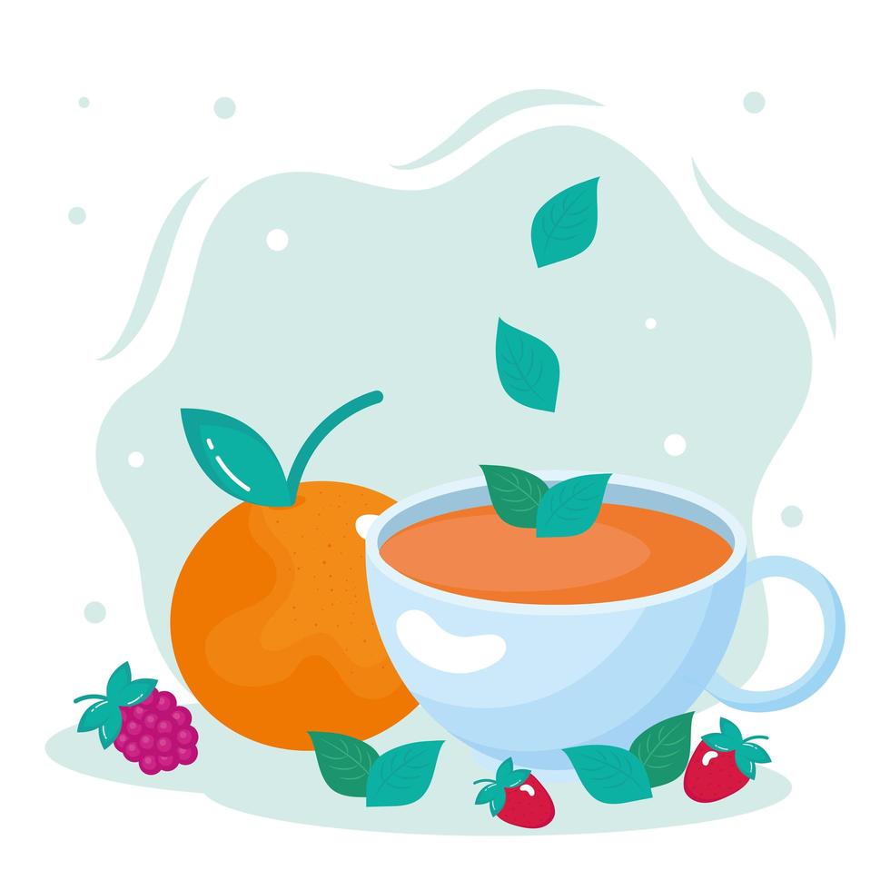 cup and fruits vector