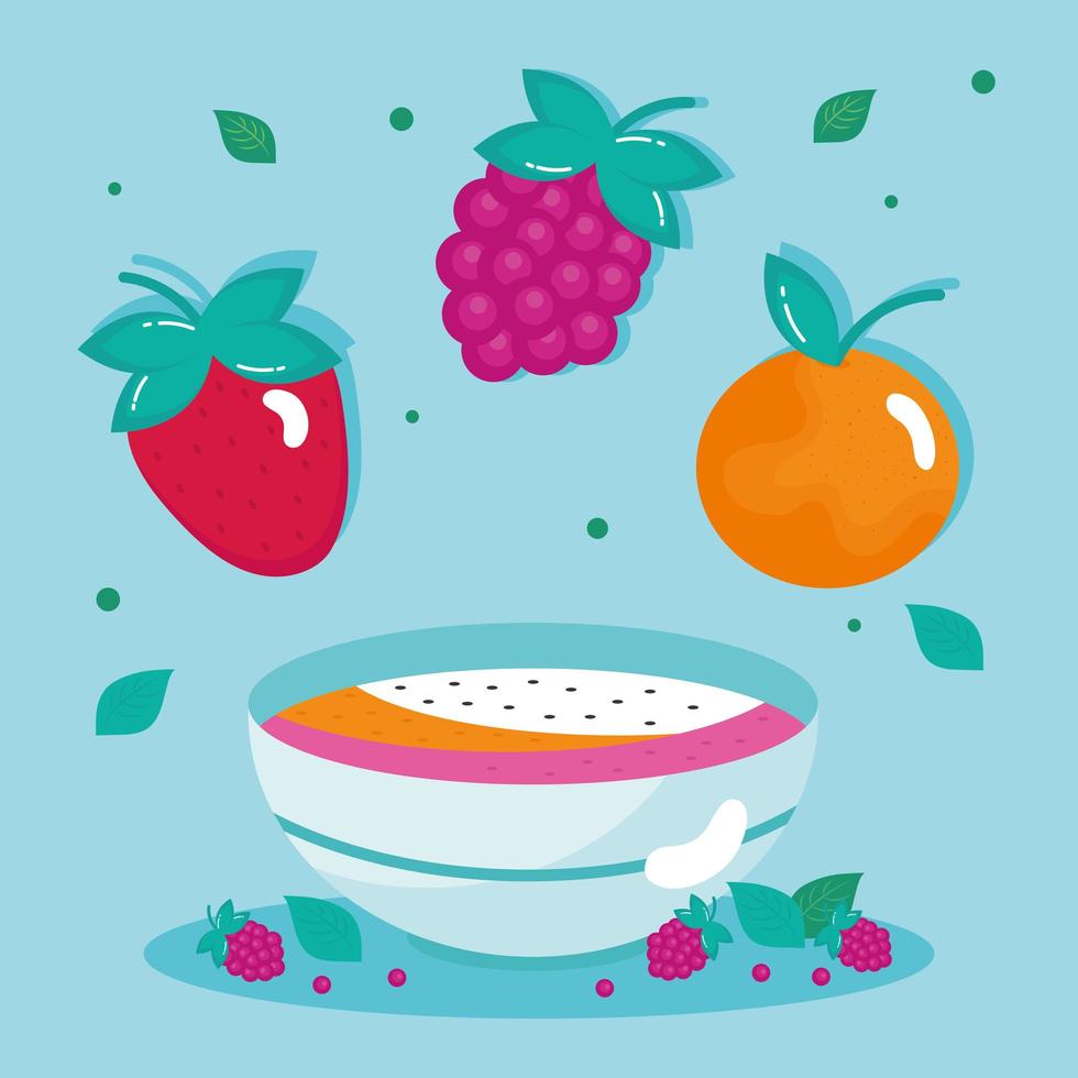 healthy fruits bowl vector