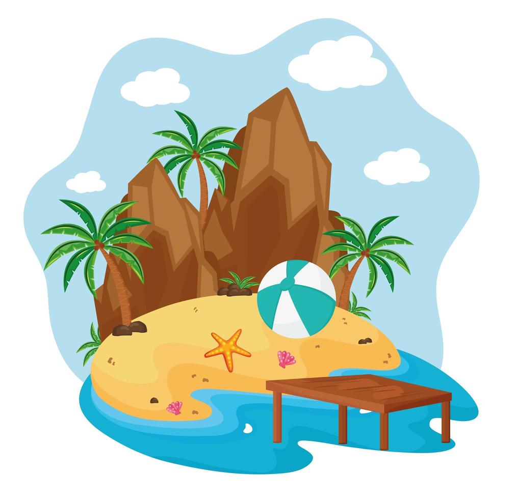 island with dock vector