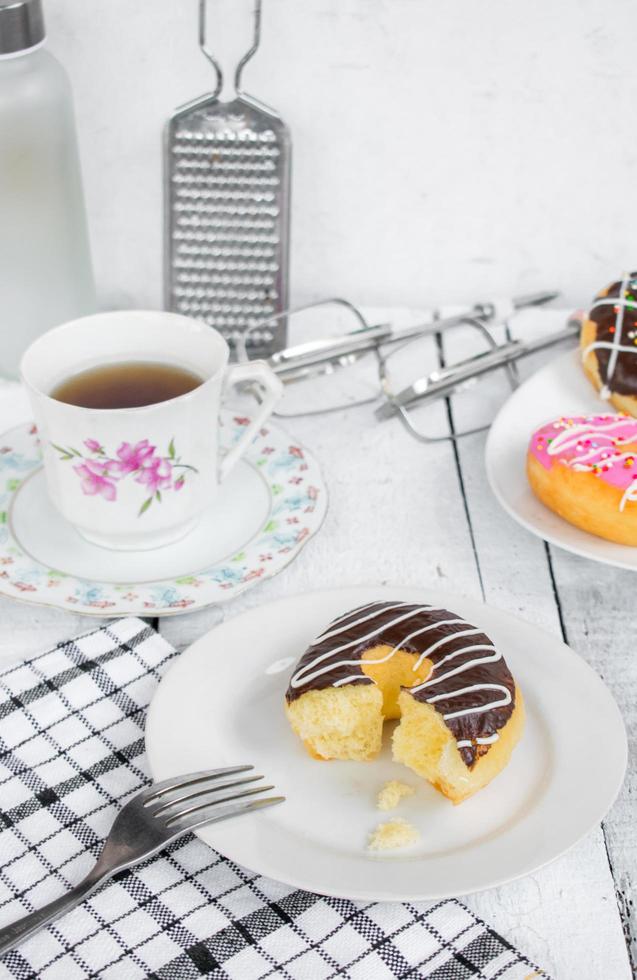 Delicious and beautiful chocolate donuts photo