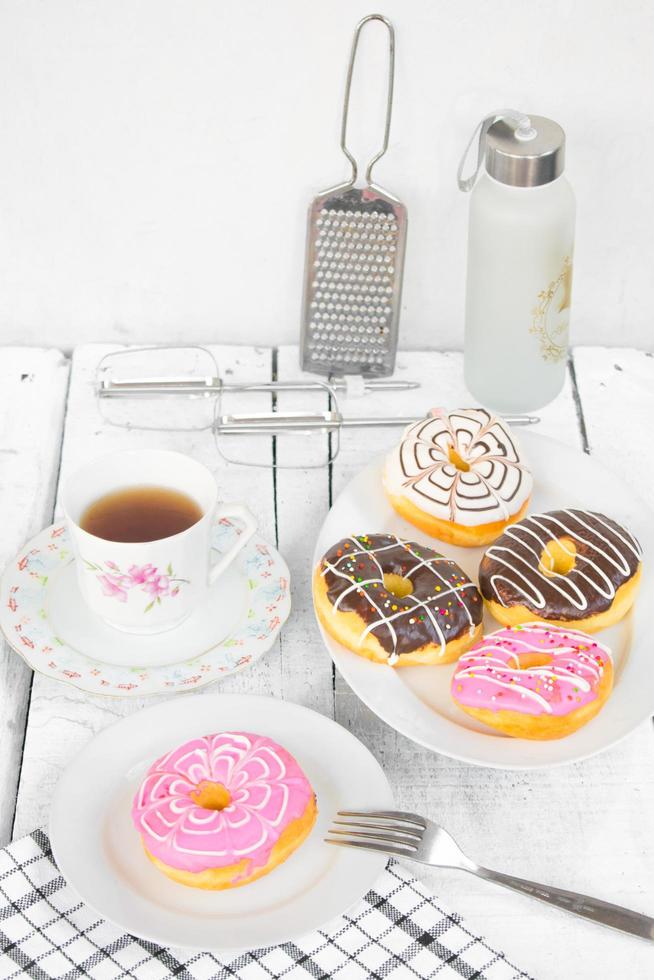 Delicious and beautiful chocolate donuts photo