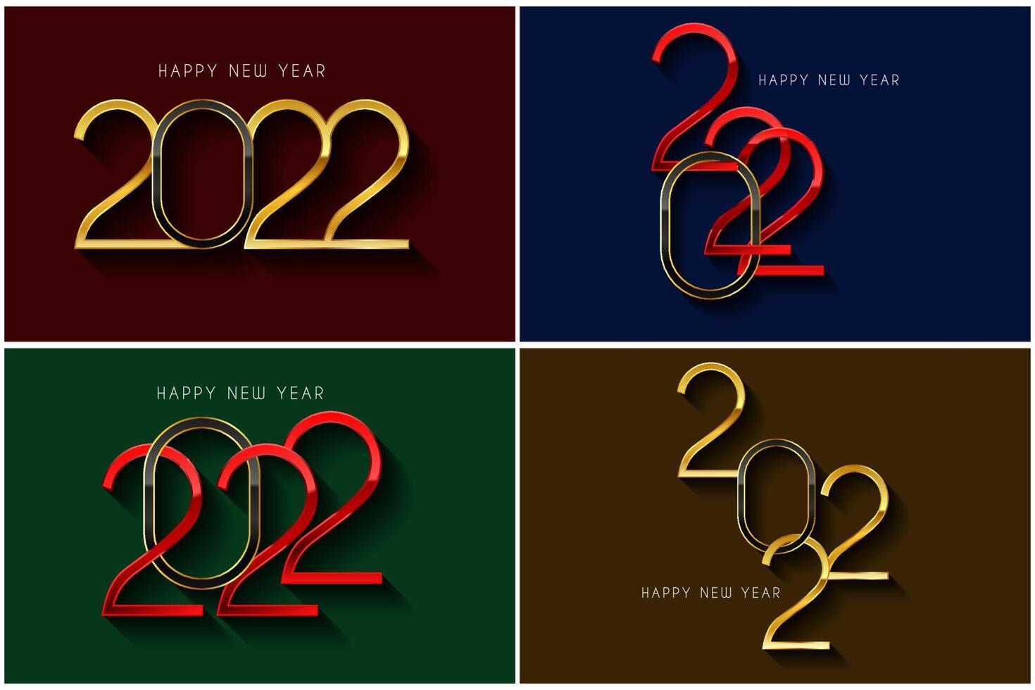 happy new year 2022 red and golden gradient creative vector element