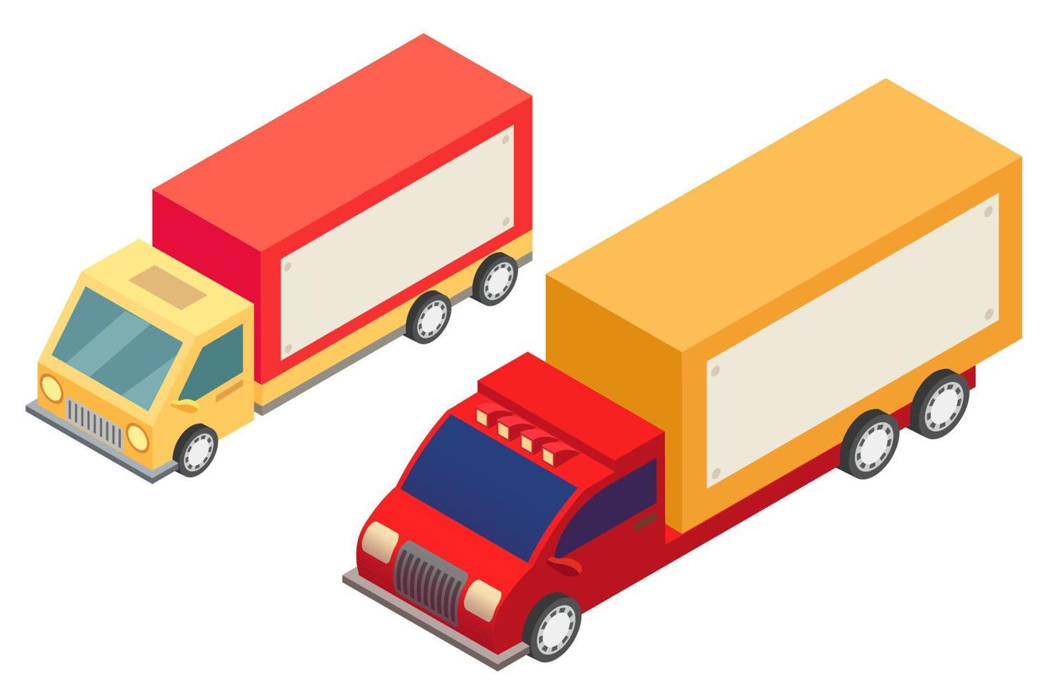 Isometric vector delivery car illustration. Cargo delivery shipping van 3D rendering.