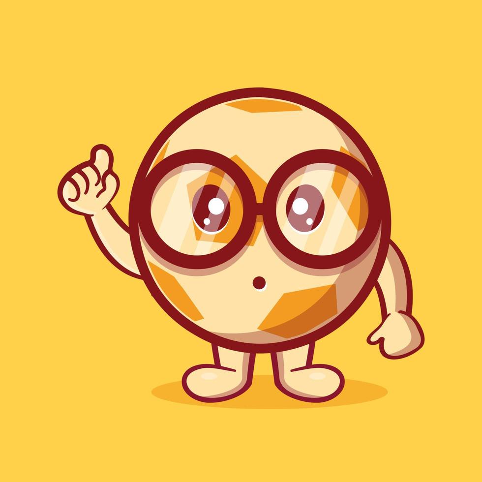 genius soccer ball mascot isolated cartoon in flat style vector