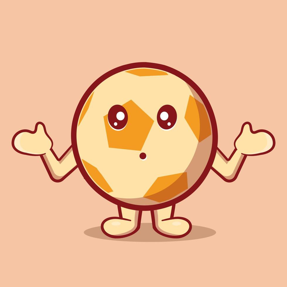 confused soccer ball mascot isolated cartoon in flat style vector