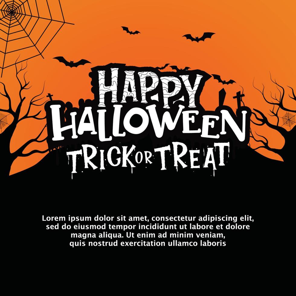 Flat Halloween Card With Spiderweb vector