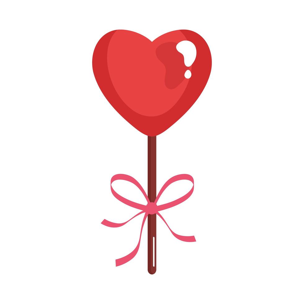 heart love romantic in stick with ribbon vector