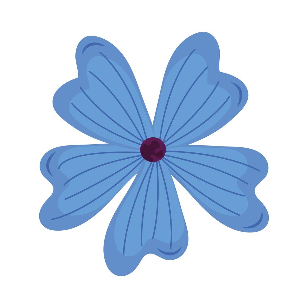 flor con pétalos azules icono de naturaleza de la temporada de pascua vector
