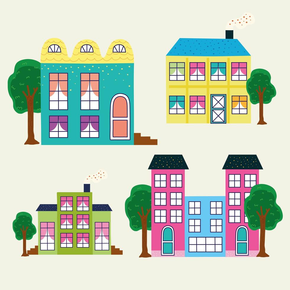 four buildings urban vector