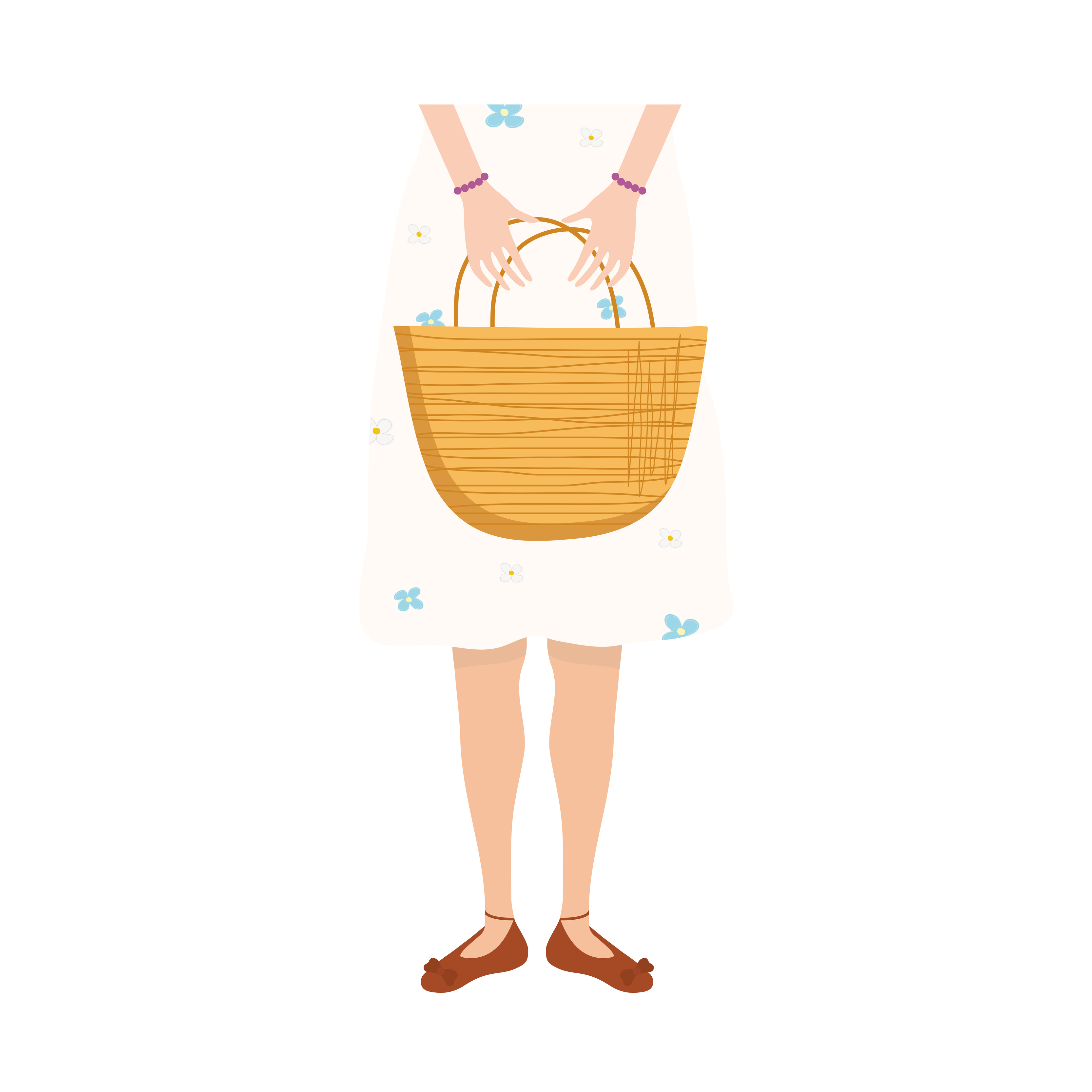 woman lifting straw bag character 3941902 Vector Art at Vecteezy