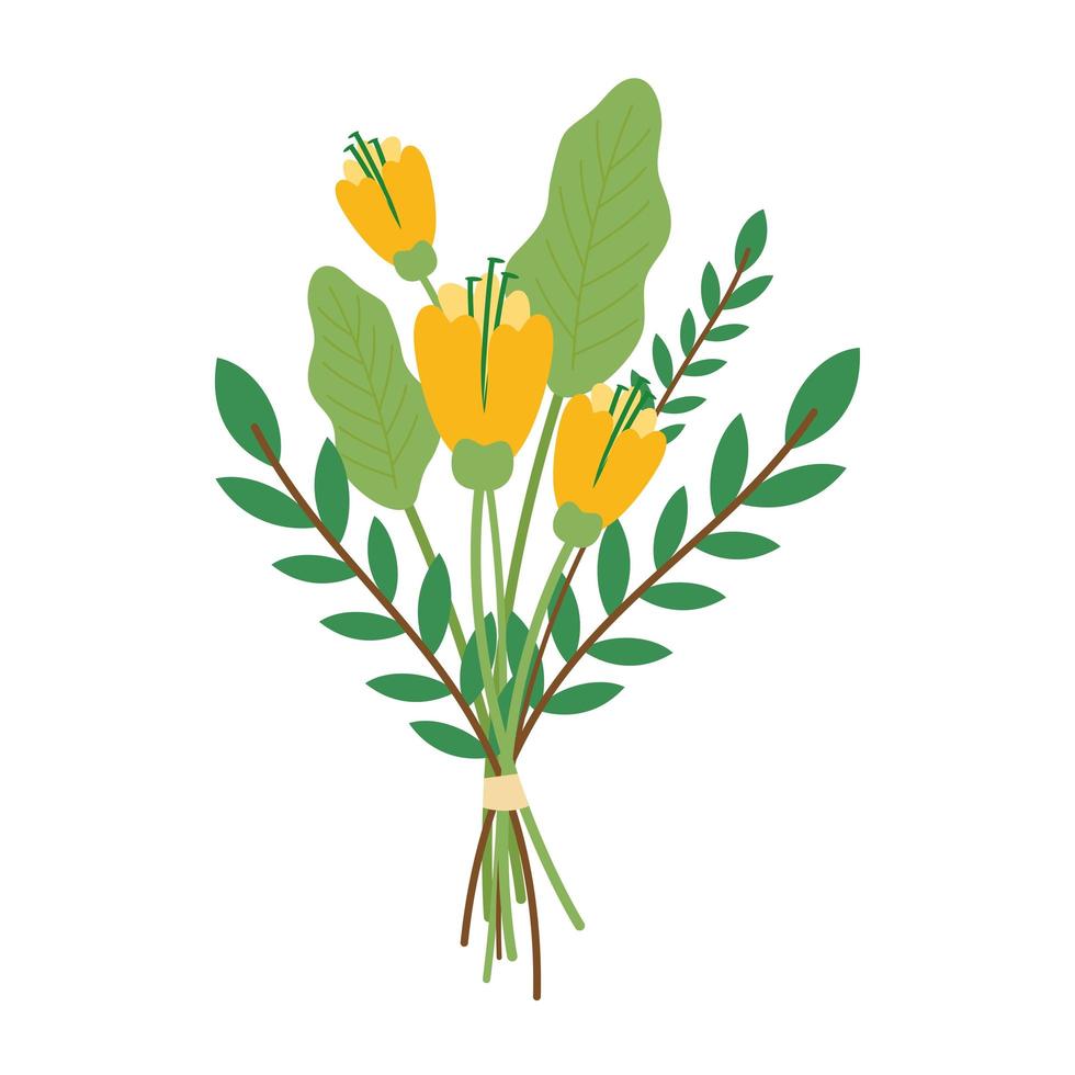 hermoso ramo de flores icono de la naturaleza vector