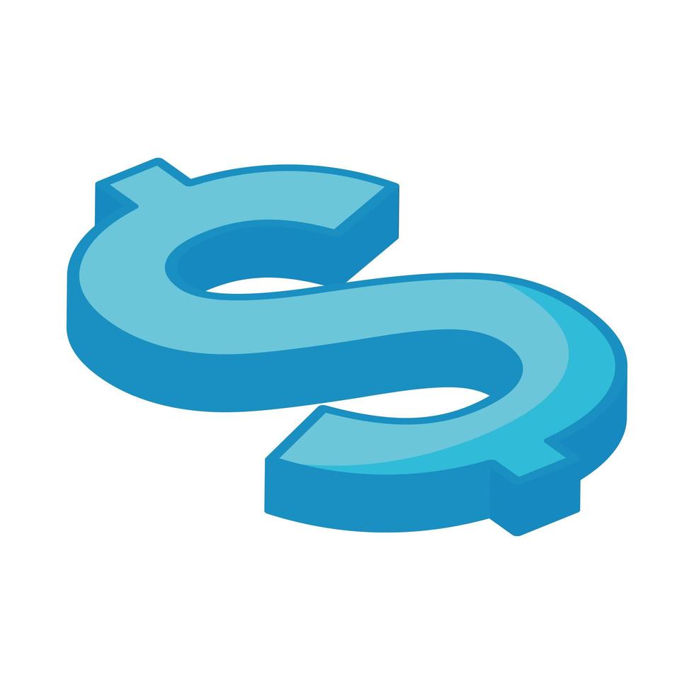 dollar symbol isometric vector