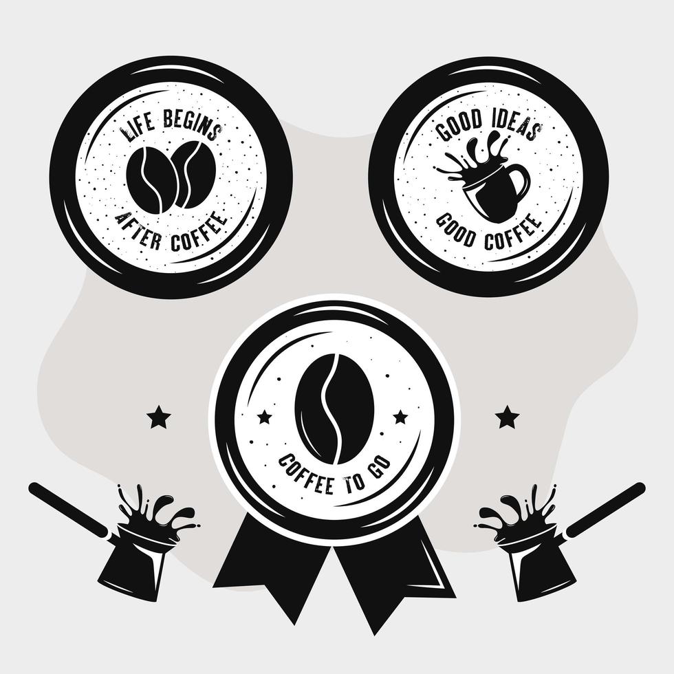 bundle of three coffee seals icons 3942349 Vector Art at Vecteezy