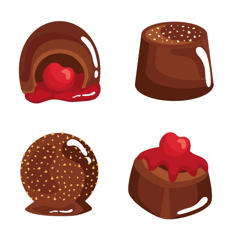 four chocolates candies vector