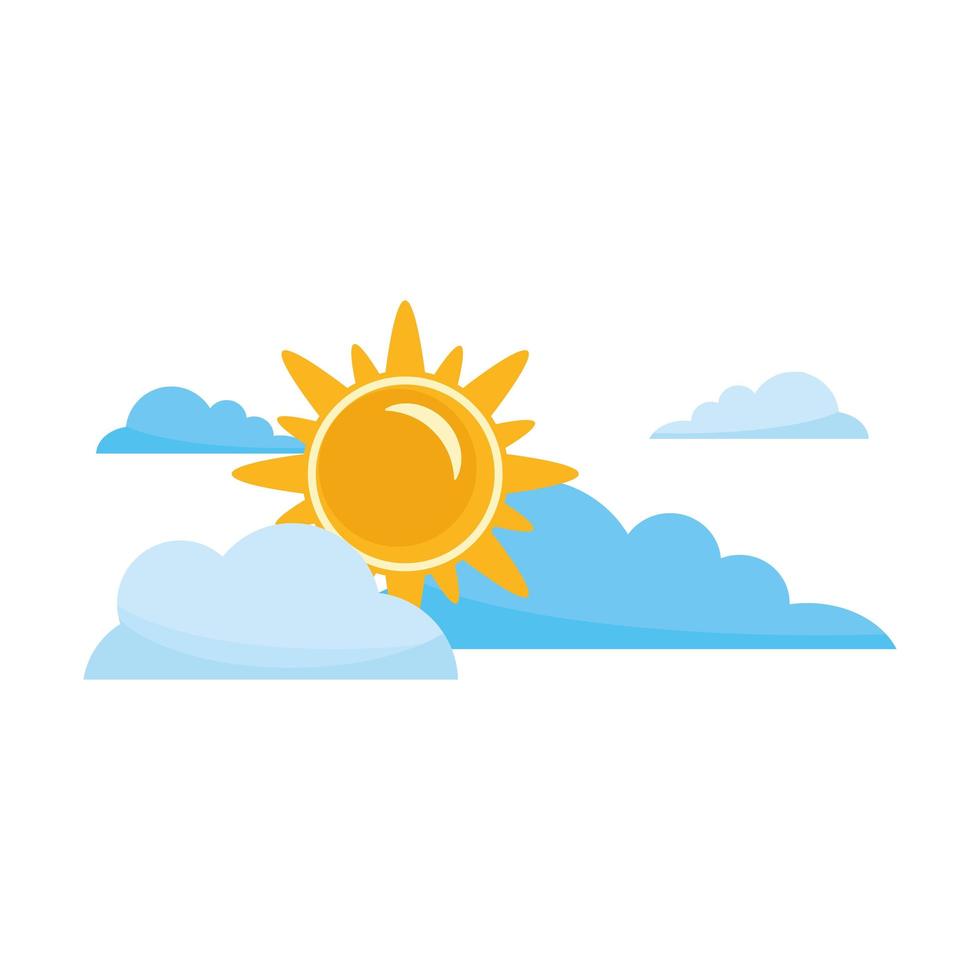 sun and clouds sky scene vector