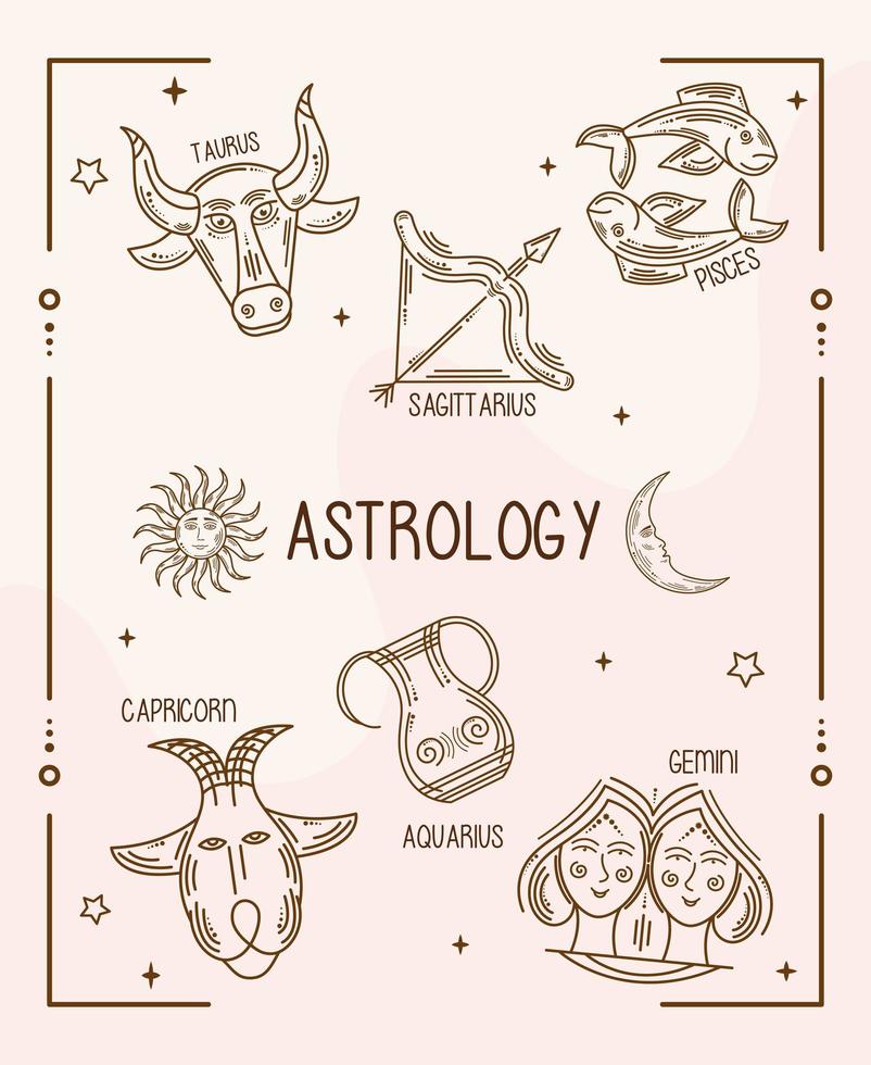 eight zodiac symbols vector