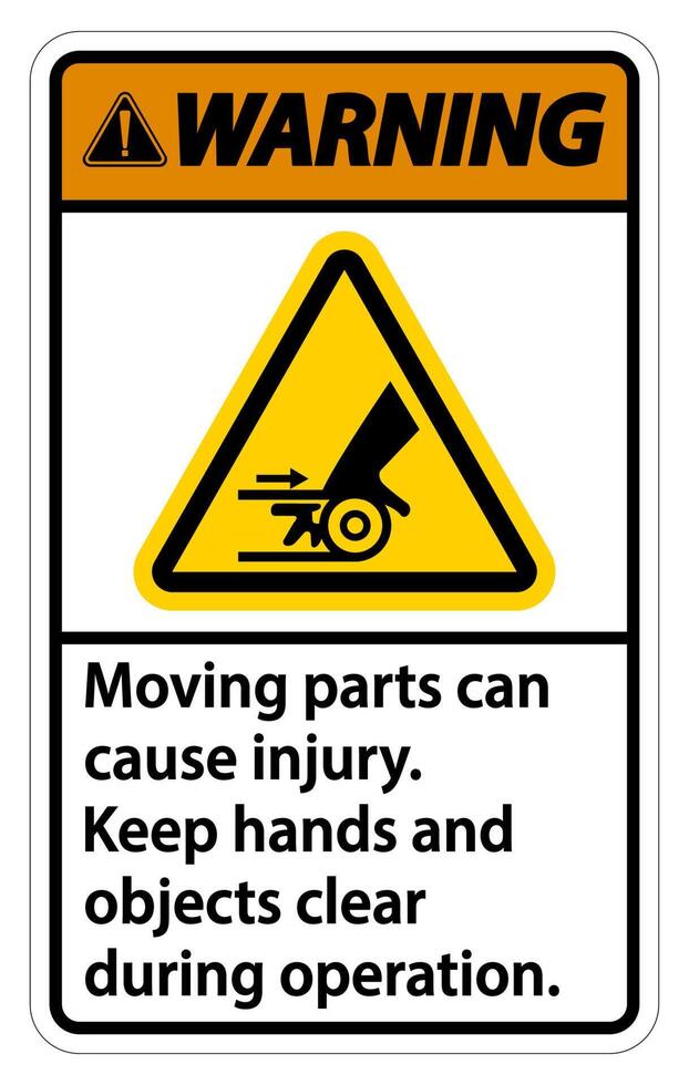 Warning Moving parts can cause injury sign on white background vector