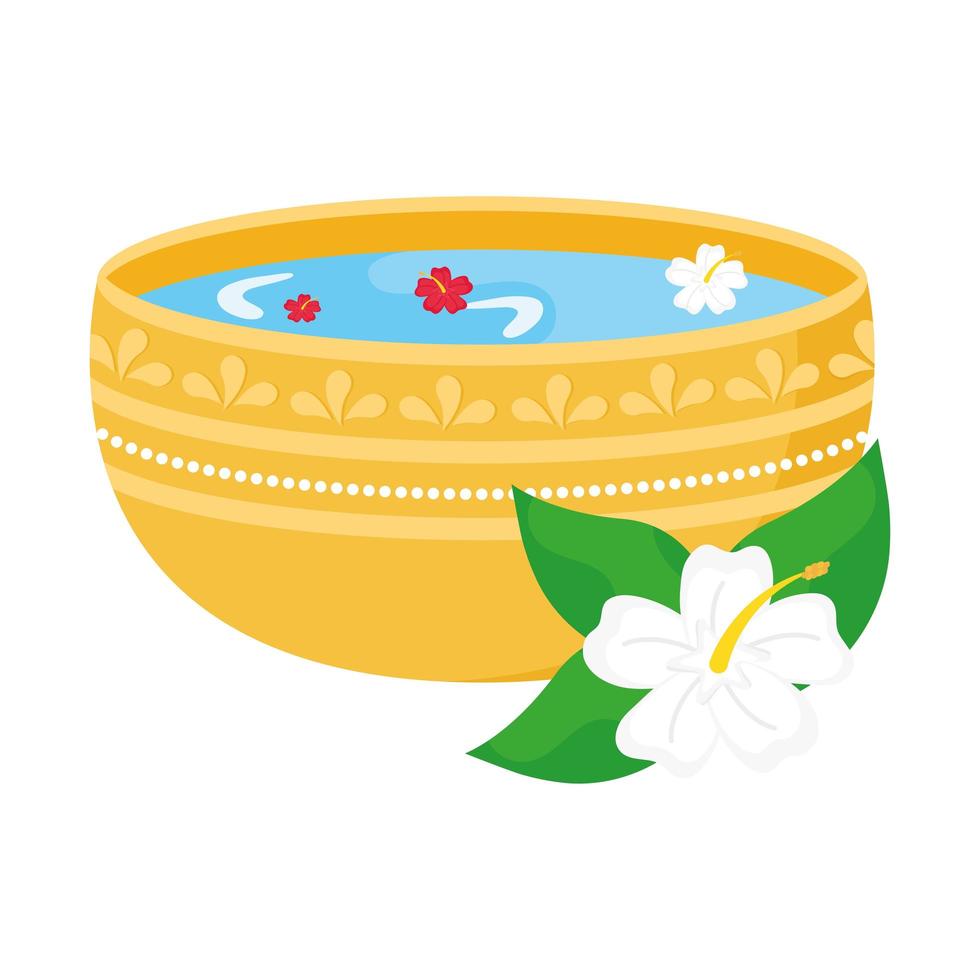 piscina songkran con icono de flores vector