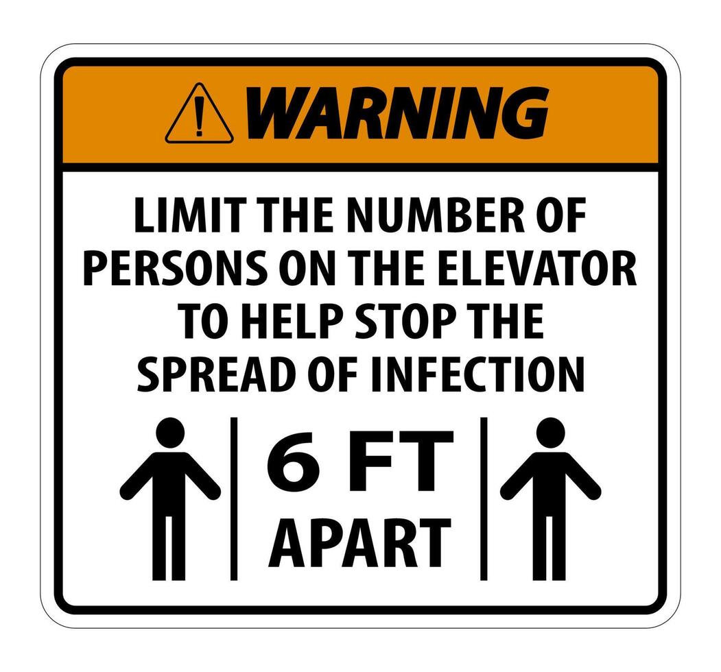 Warning Elevator Physical Distancing Sign Isolate On White Background,Vector Illustration EPS.10 vector