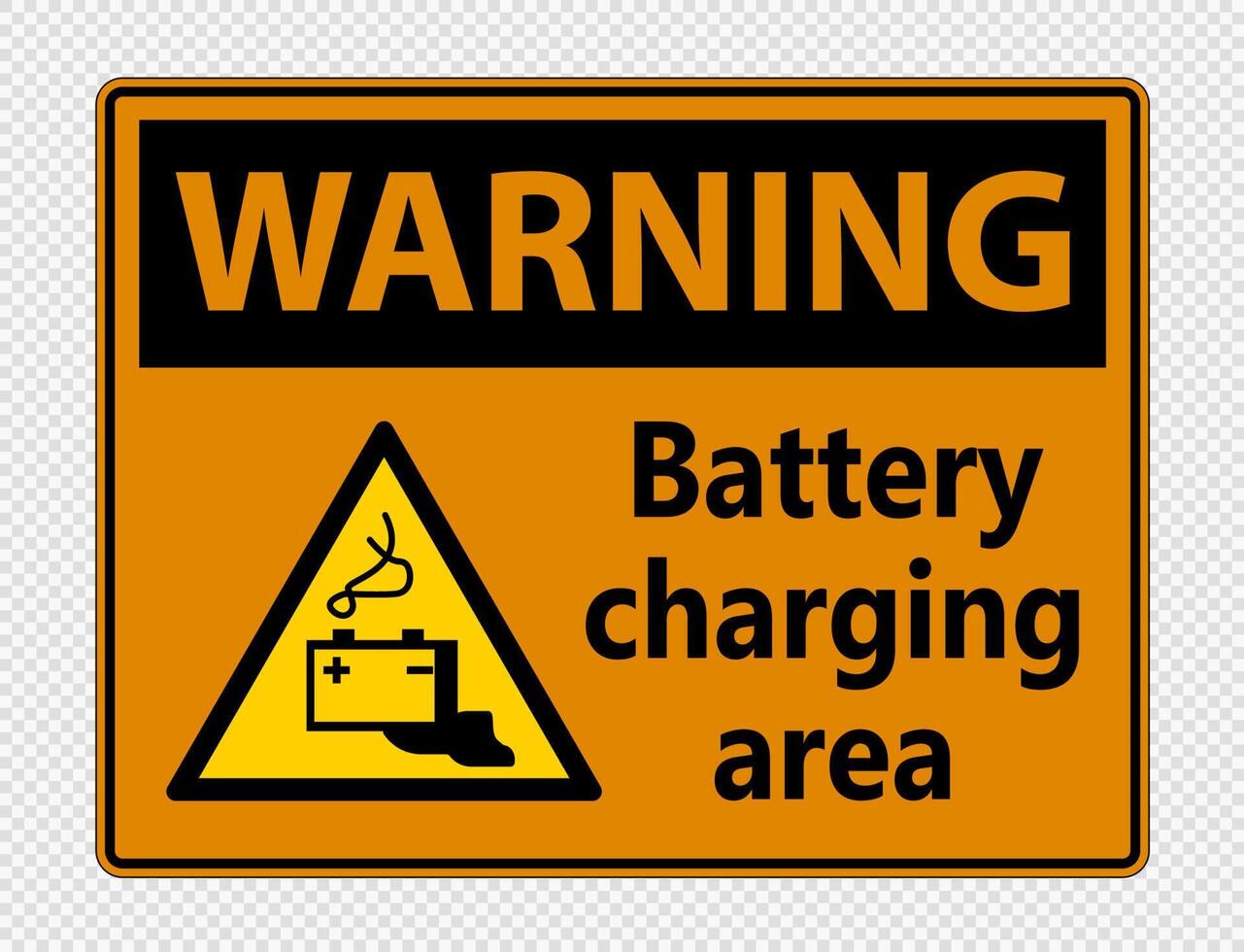 Warning battery charging area Sign vector