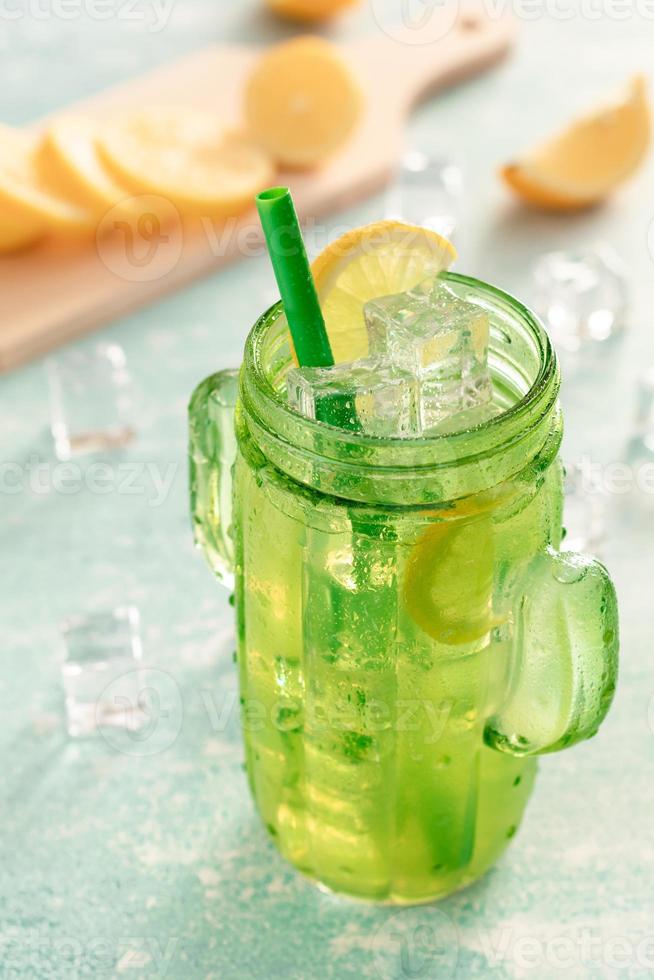 Fresh lemonade in jar ready to drink photo