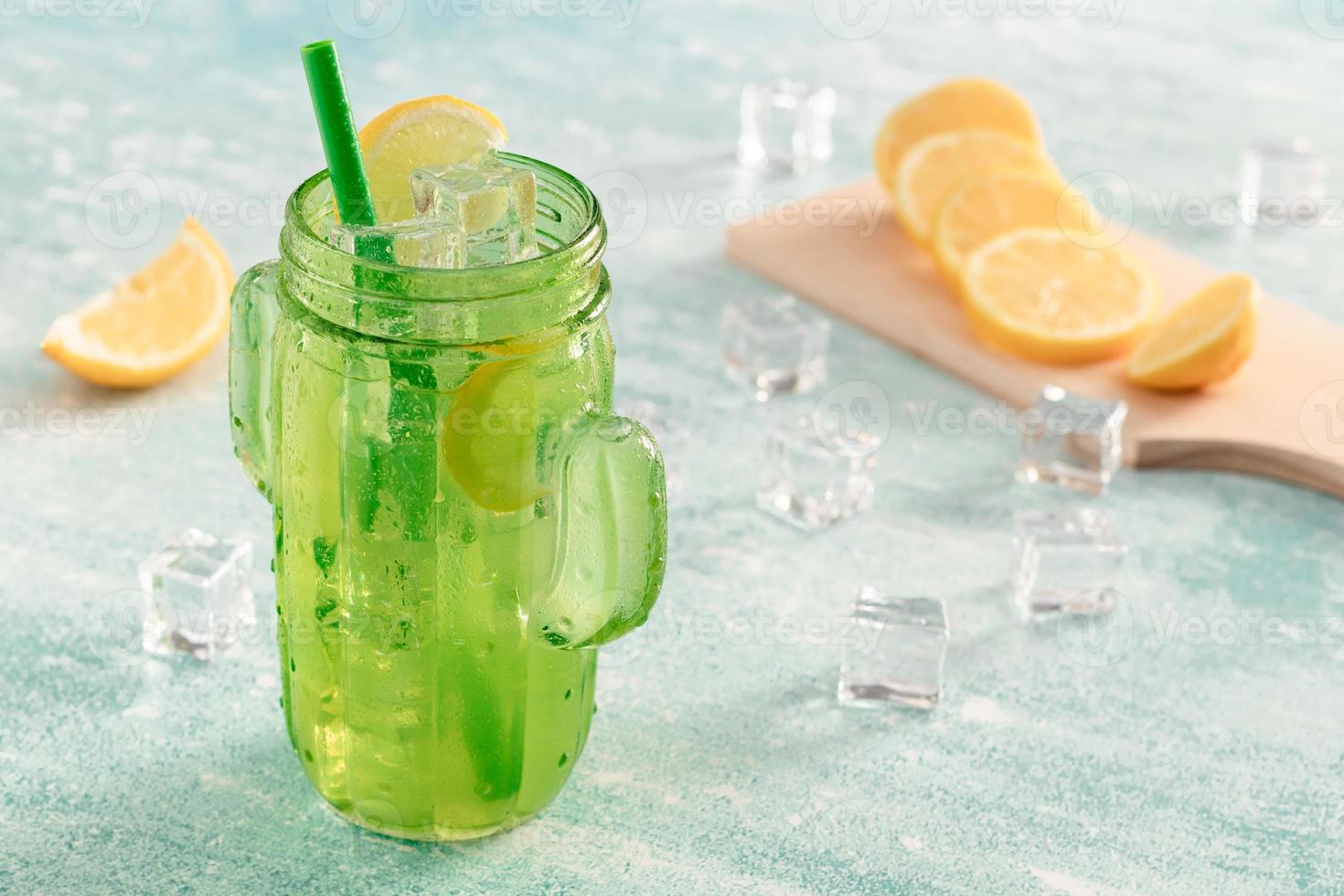 Fresh lemonade in jar ready to drink photo