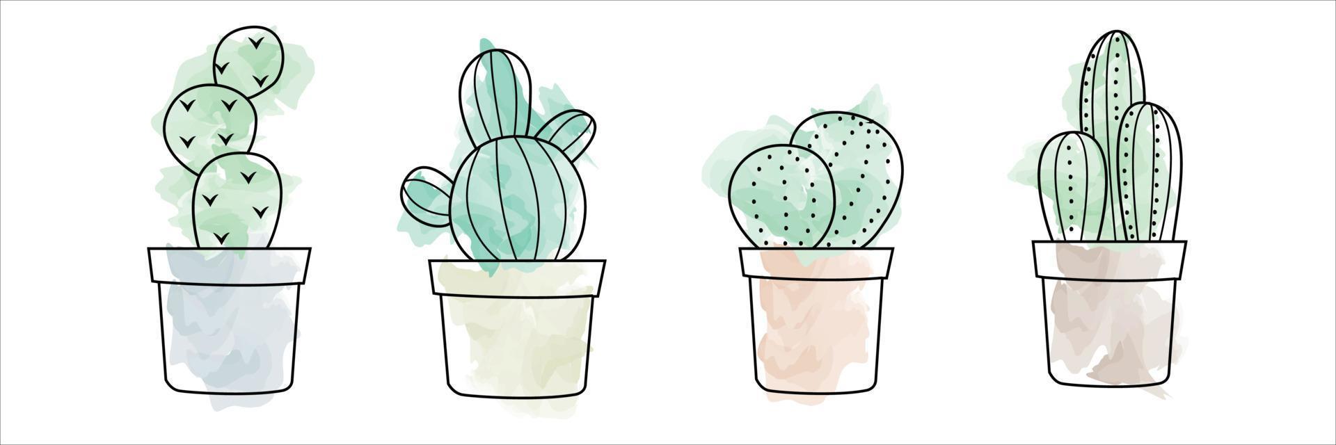 watercolor cactus  vector