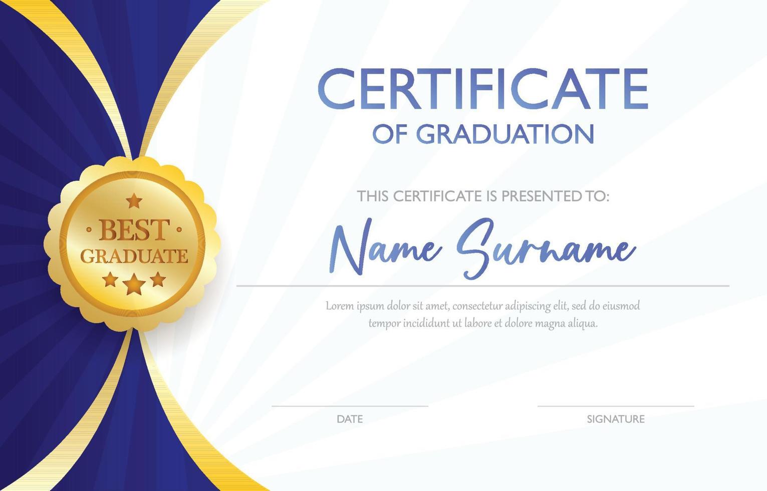 Certificate of Graduation Template vector