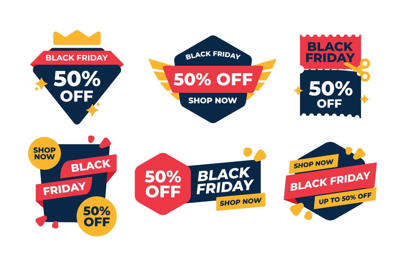 Black Friday Sticker Badge Sale Set vector