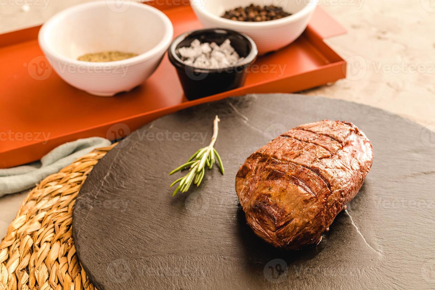 Angus beef sirloin steak, charcoal-grilled photo