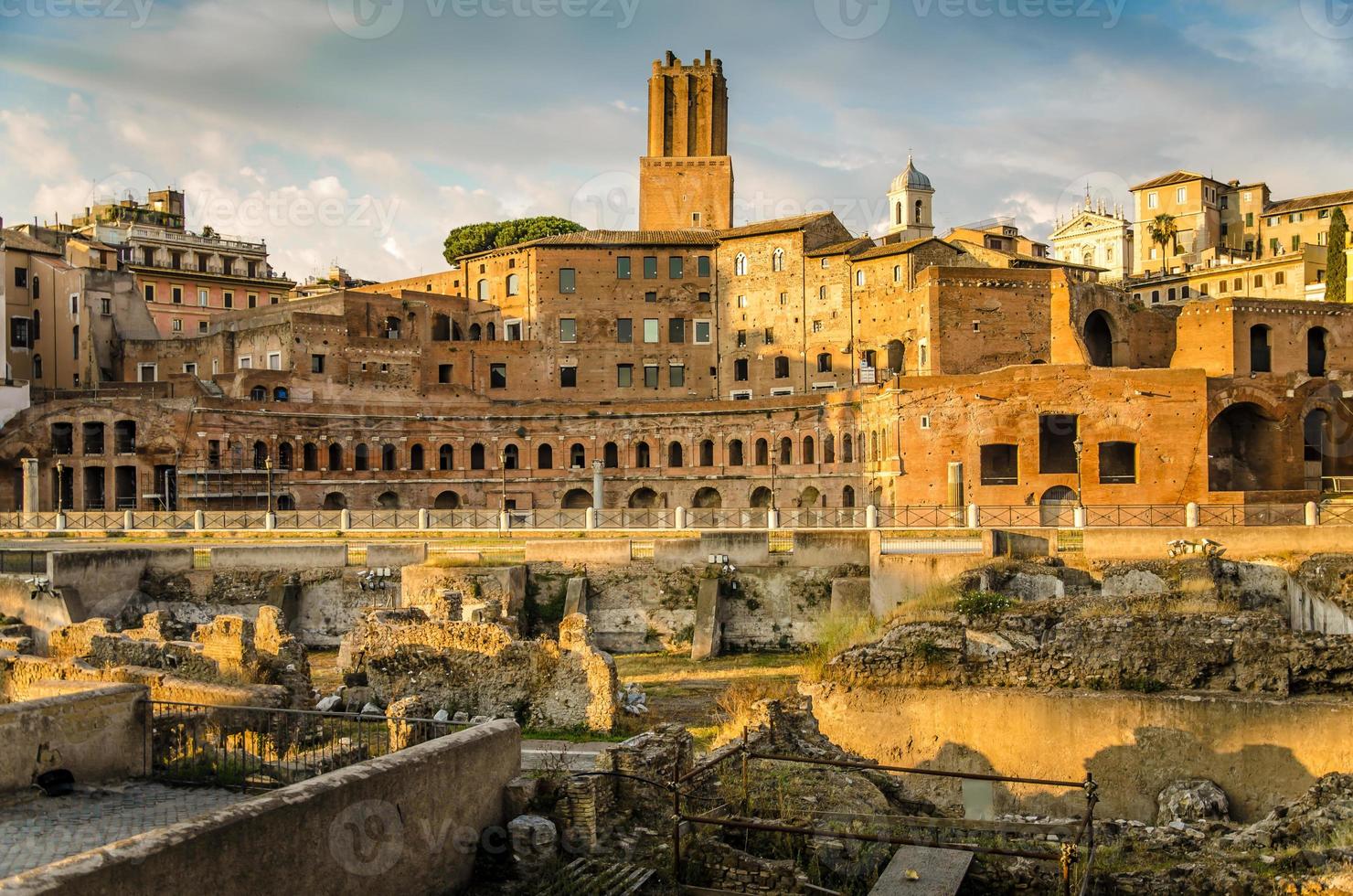 Trajan forum and market panorama in Rome photo