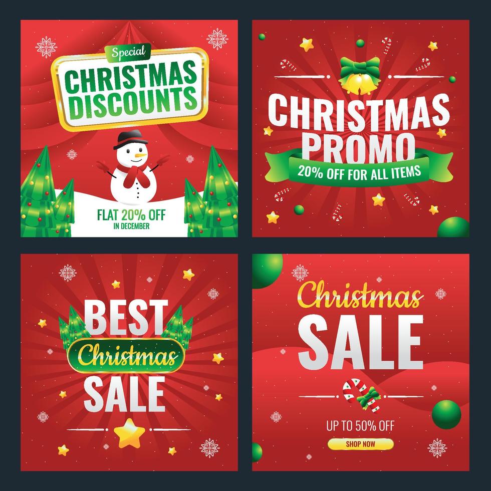 Christmas Sale Social Media Post Collection vector