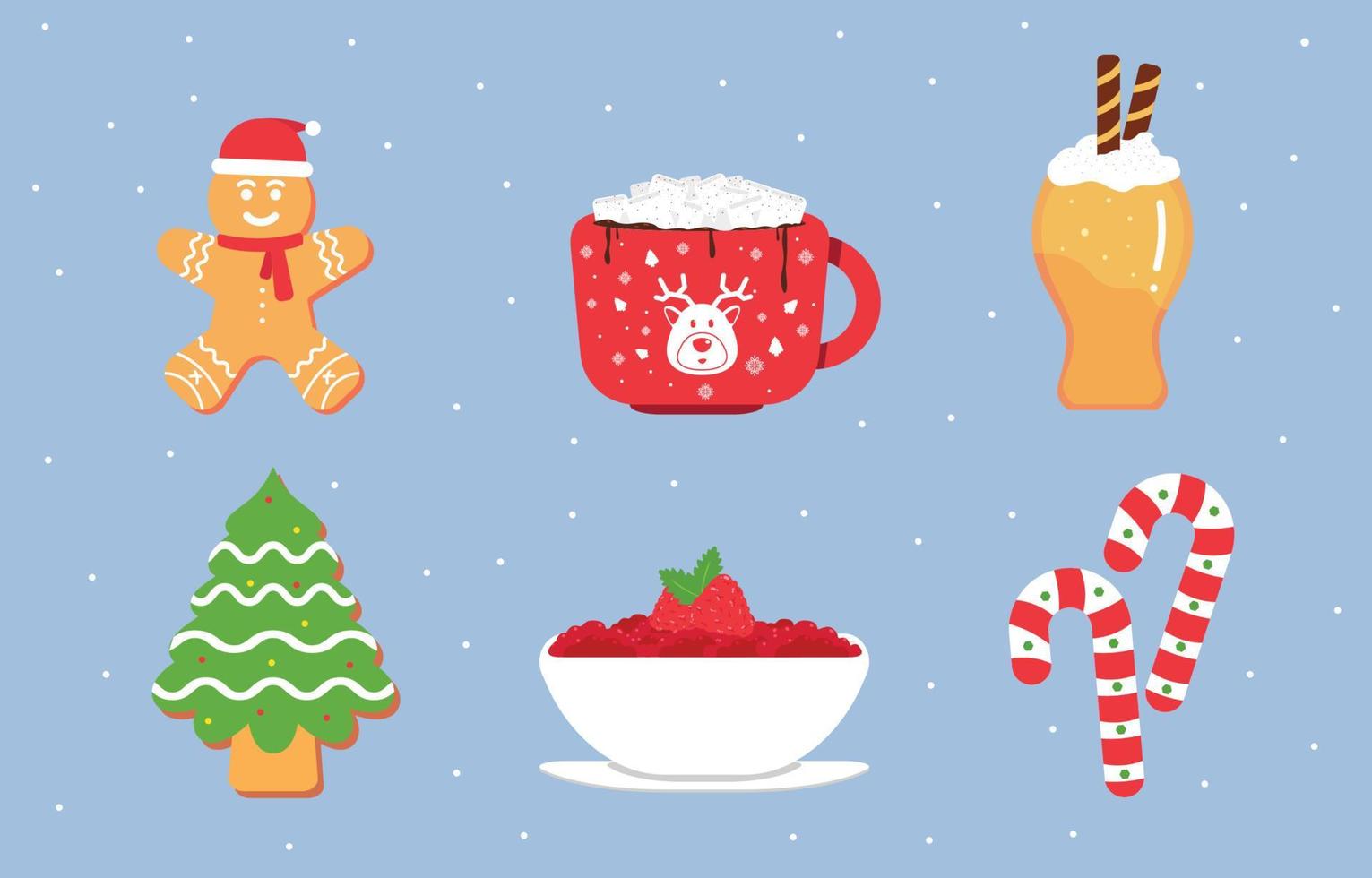 conjunto de iconos de comida de navidad vector