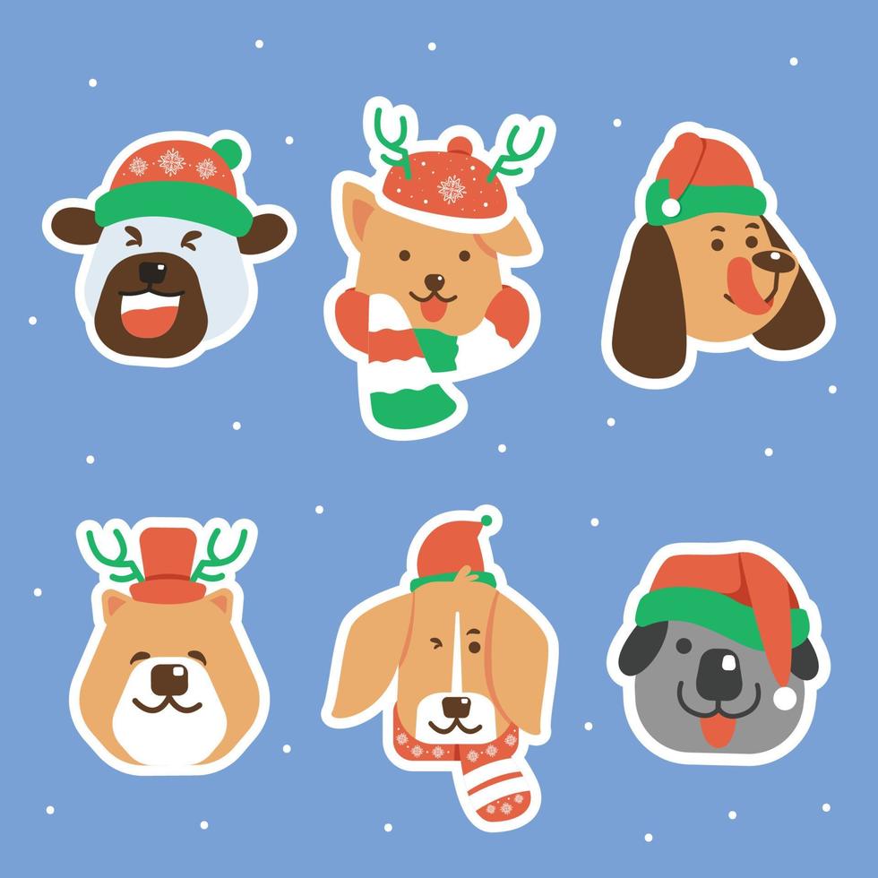 Santa Paws Sticker Set vector