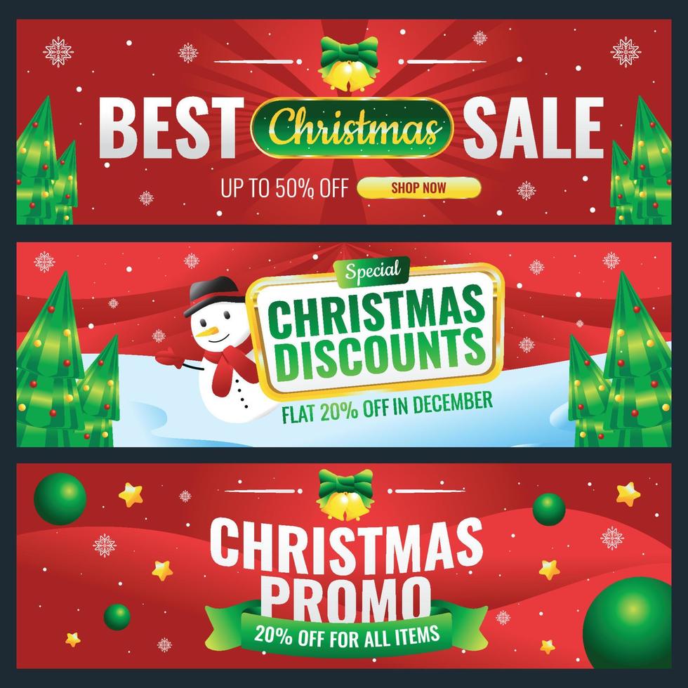 Christmas Sale Banner Set vector