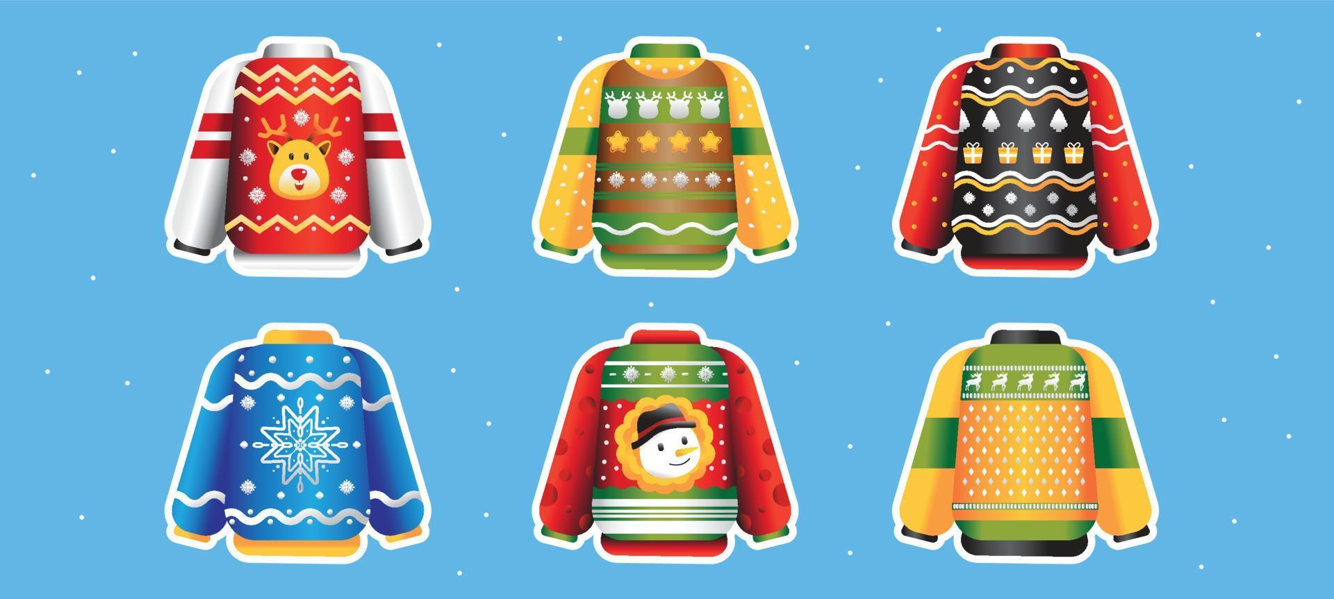 Ugly Sweater Sticker Set vector