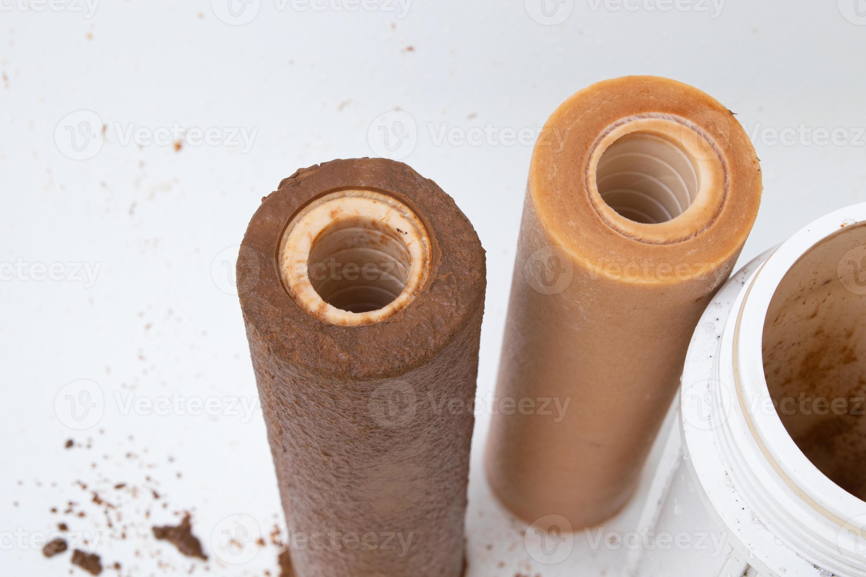 Dirty rusty filter for water purification. Multistage drinking water