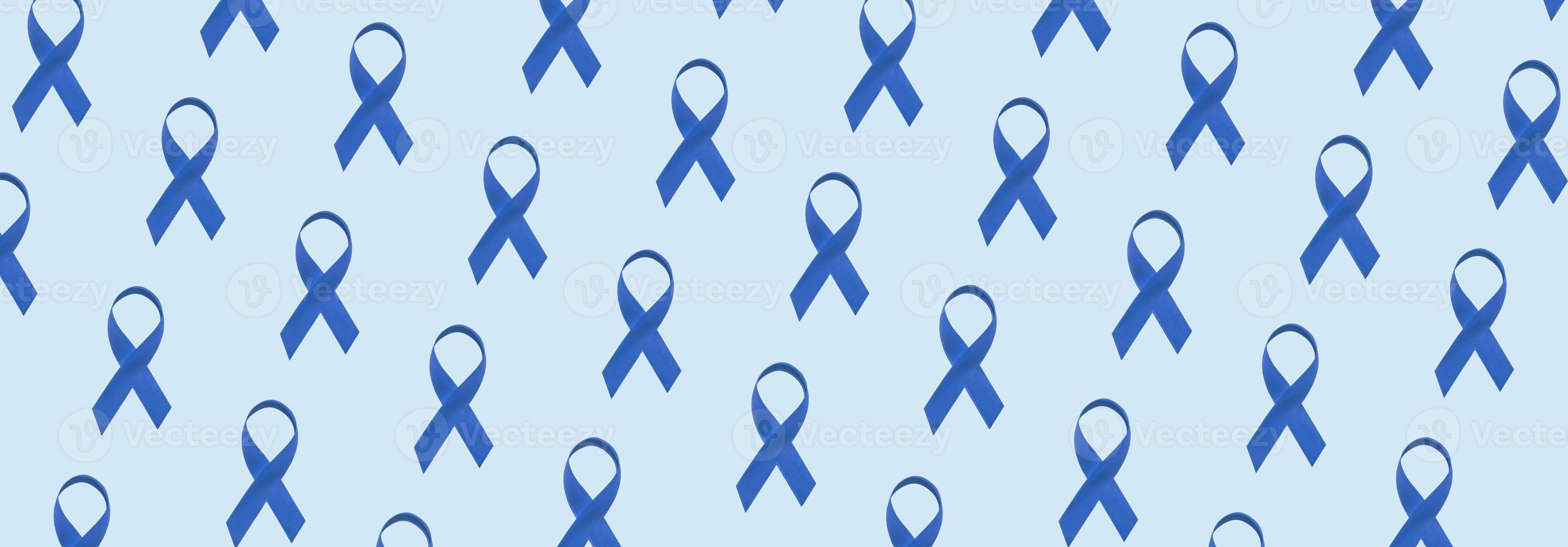 Banner with pattern blue ribbon symbol of world diabetes day photo