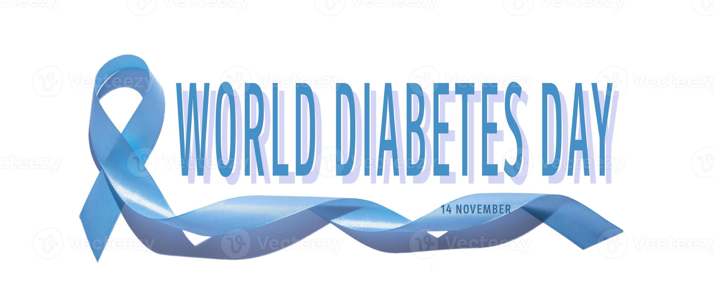Blue ribbon on white background symbol of world diabetes day 14 november banner photo