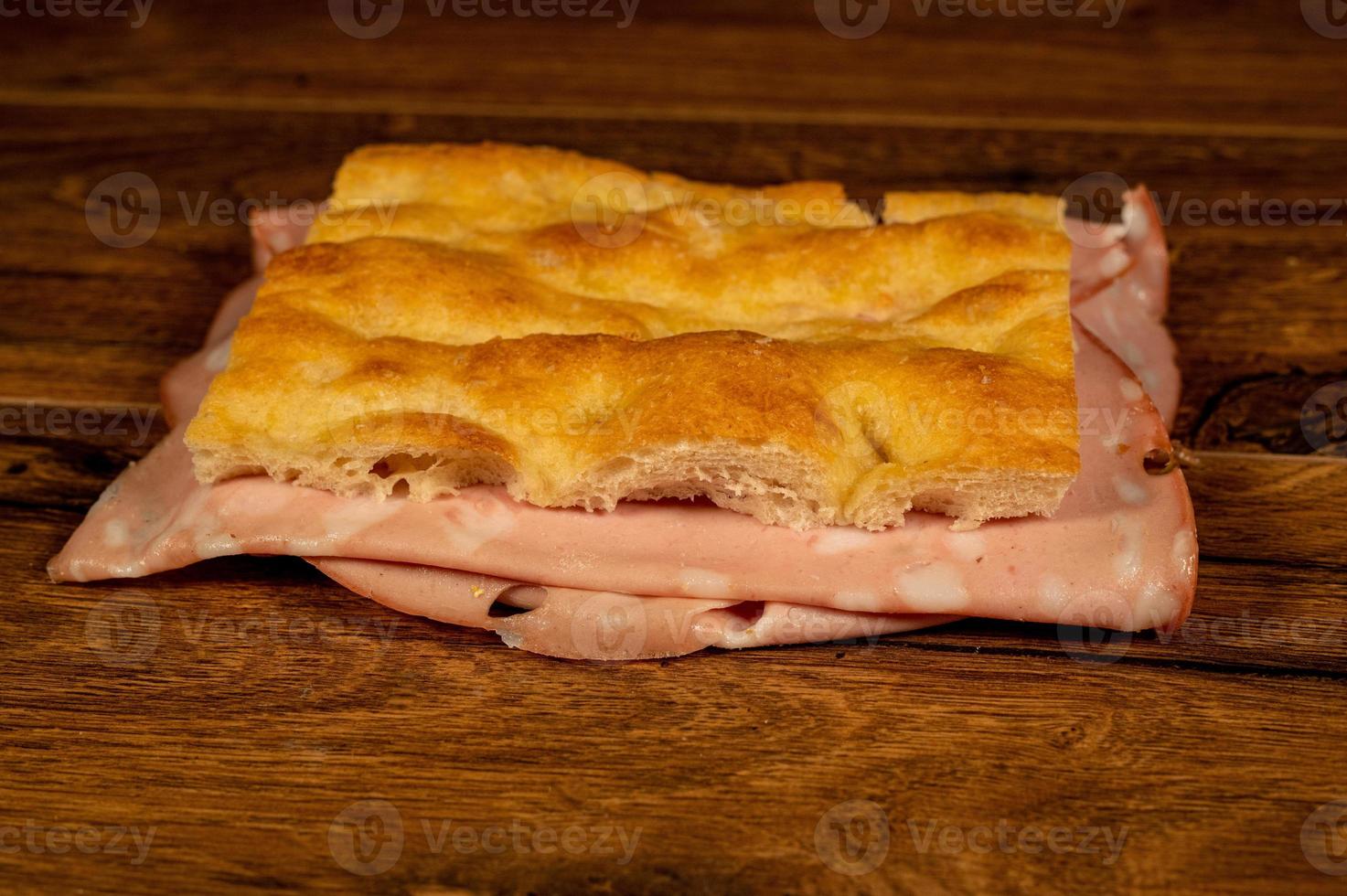 stuffed focaccia with cold cuts and vegetables photo